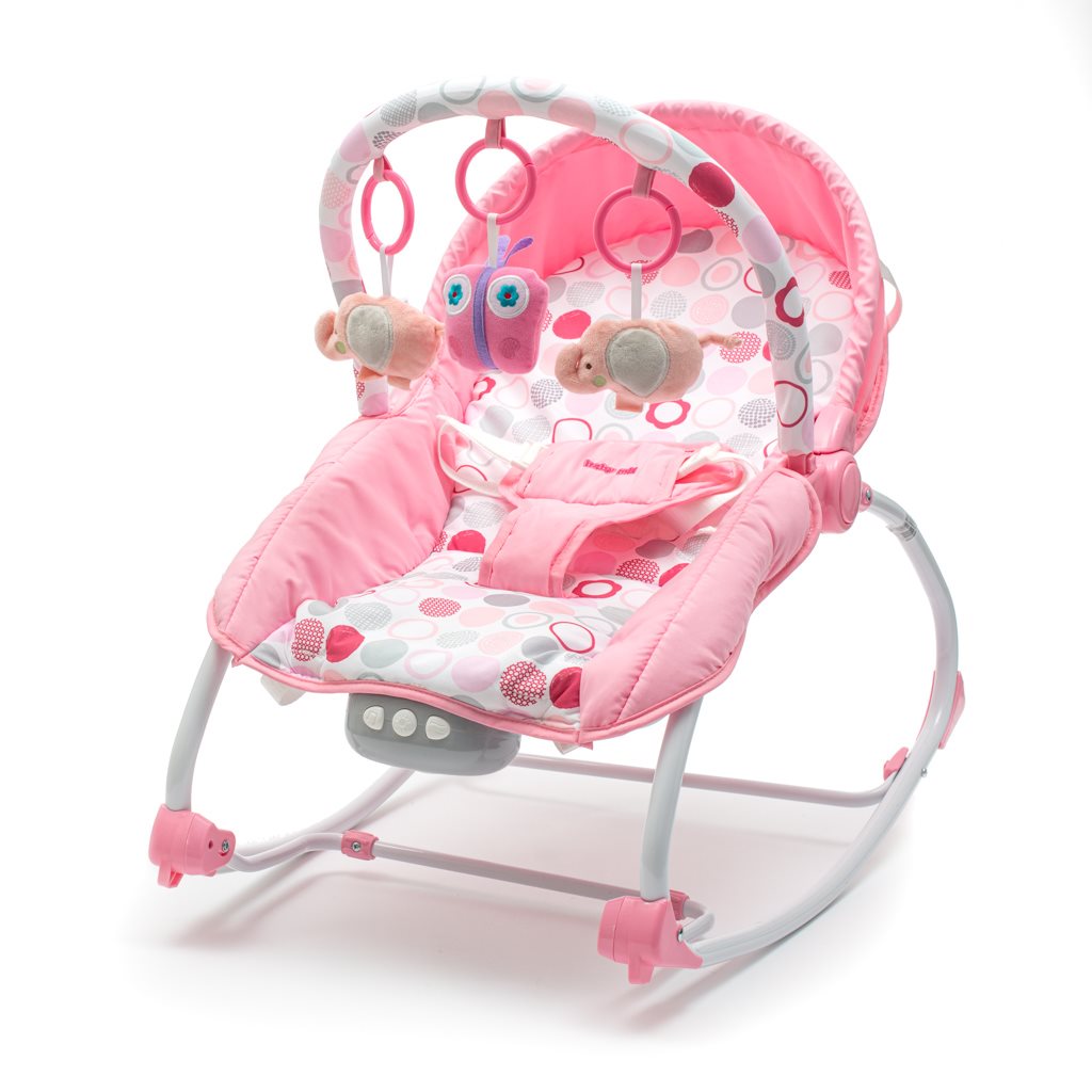  - Multifunkční houpací lehátko pro miminko Baby Mix růžovo-bílé - růžová