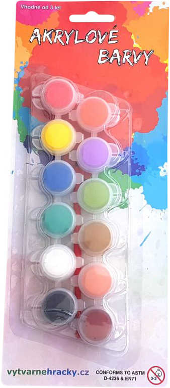 Akrylové permanentní barvy 12 barev se štětcem na keramiku, sklo a kameny