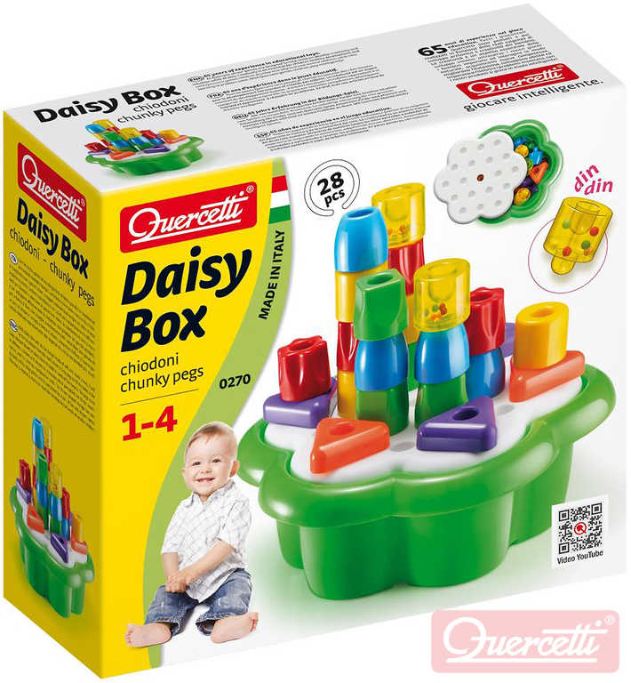 QUERCETTI Daisy Box Chiodoni baby STAVEBNICE mozaiková 3D 28 dílků plast