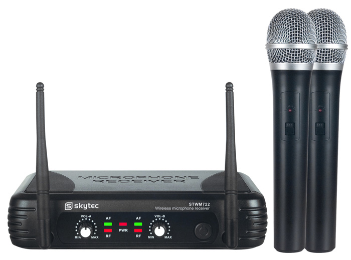 Skytec UHF mikrofonní set 2 kanálový, 2x ruční mikrofon