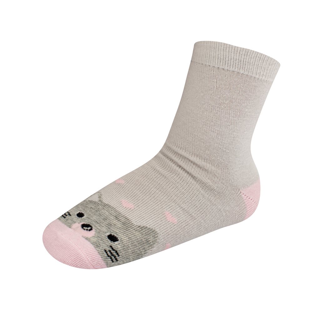 Dětské bavlněné ponožky New Baby - šedé kočka - šedá/98 (2-3r)