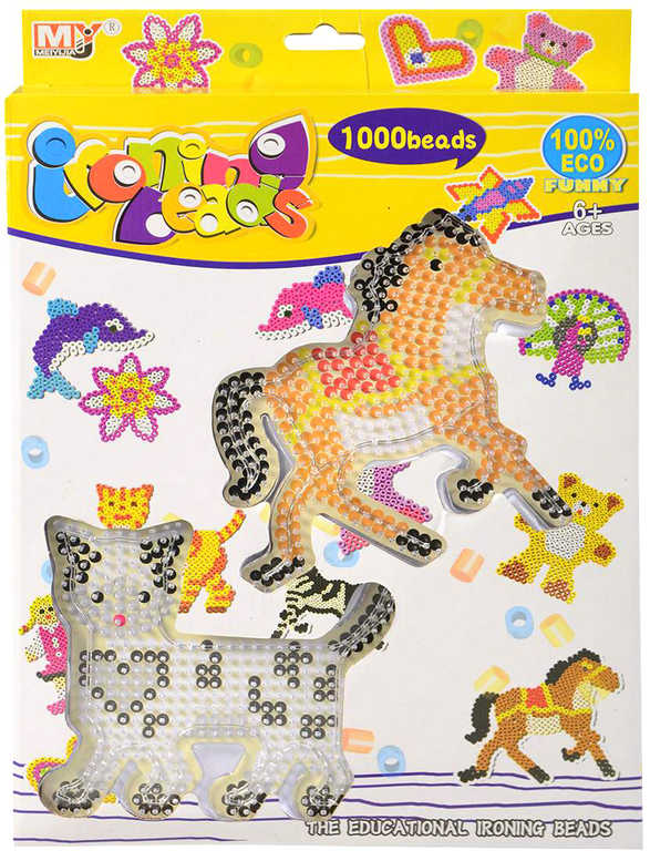 Korálky barevné zažehlovací mozaika Zvířátka set 1000ks v krabici