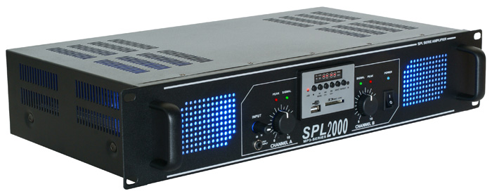 Skytec SPL 2000MP3 Amplifier blue LED + EQ Black