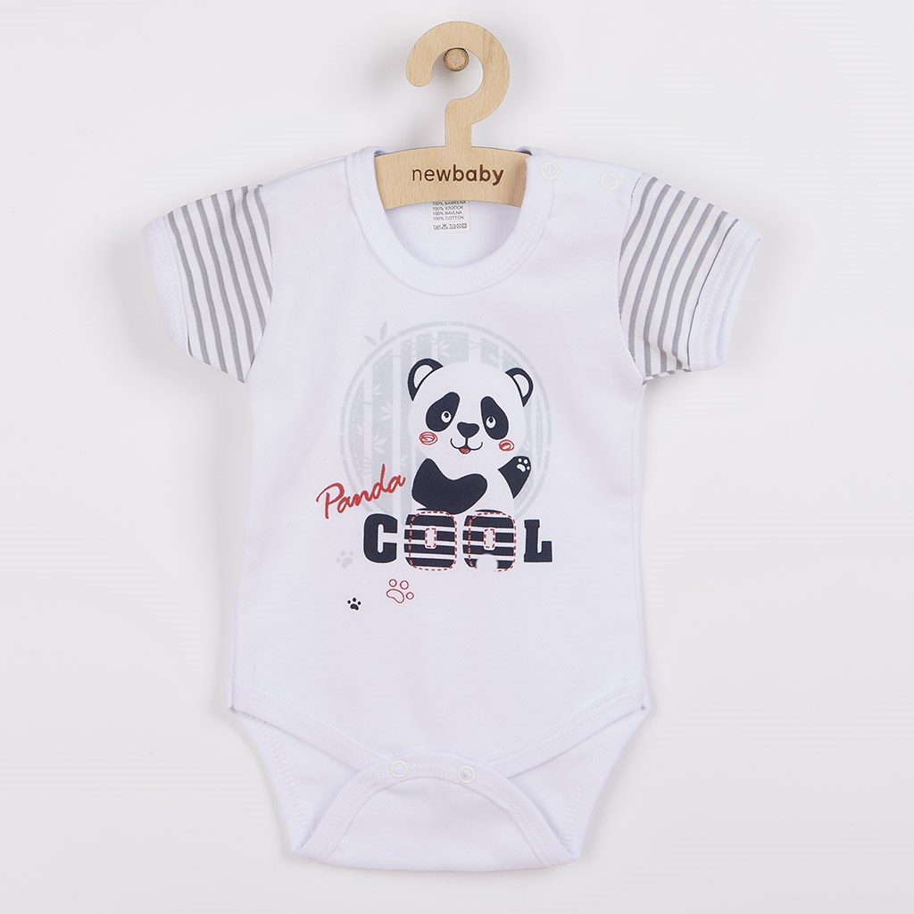 Kojenecké body s krátkým rukávem New Baby Panda - šedá/86 (12-18m)
