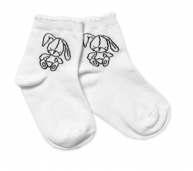 Baby Nellys Bavlněné ponožky Cutte Bunny - bílé, vel.
