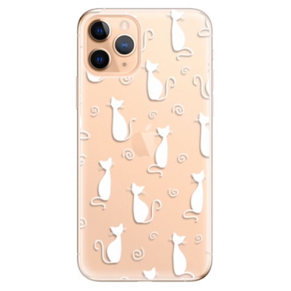 Odolné silikonové pouzdro iSaprio - Cat pattern 05 - white - iPhone 11 Pro