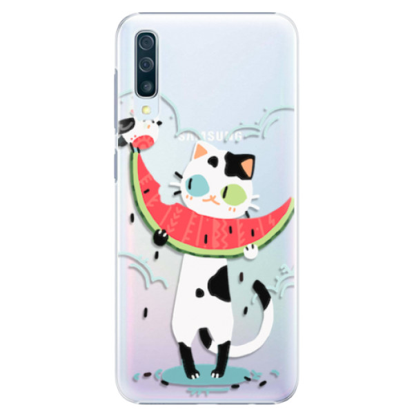 Plastové pouzdro iSaprio - Cat with melon - Samsung Galaxy A50