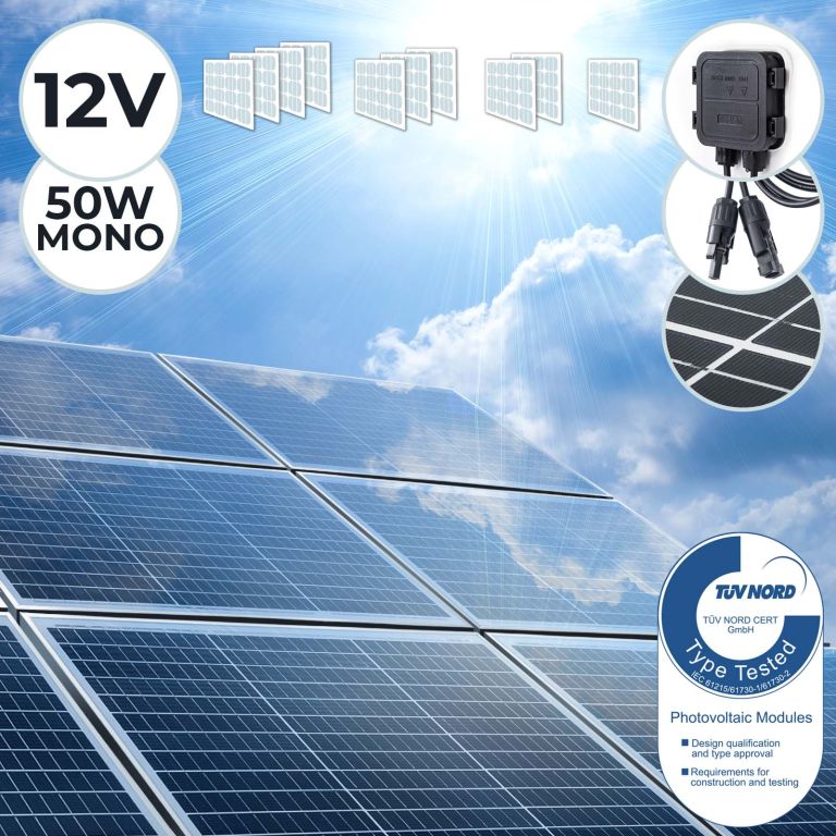 Fotovoltaický solární panel, 50 W, monokrystalický, 67,5 cm