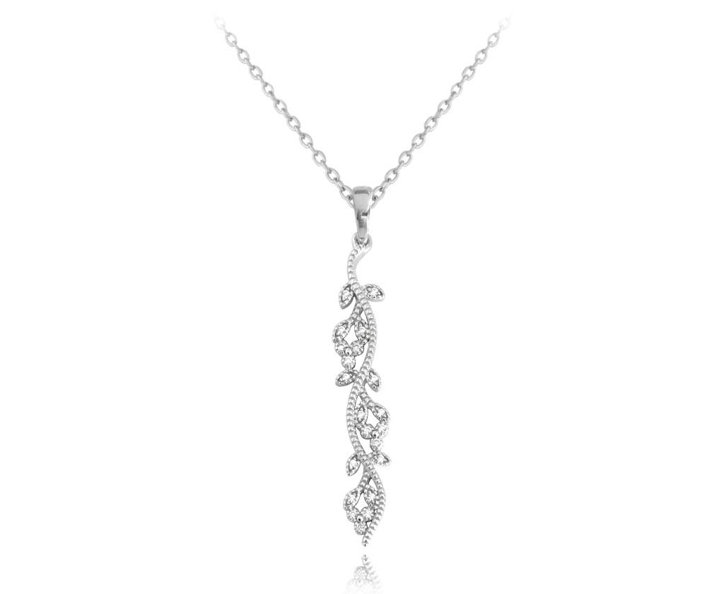 Rozkvetlý stříbrný náhrdelník MINET FLOWERS se zirkony