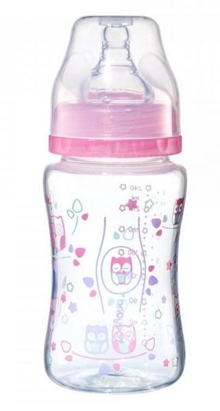 BabyOno Antikoliková lahvička se širokým hrdlem Baby Ono - růžová