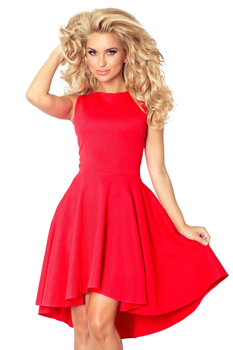 Červené šaty s delší zadní stranou 66-12 - XL