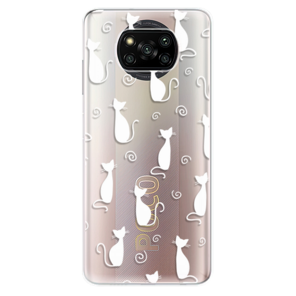 Odolné silikonové pouzdro iSaprio - Cat pattern 05 - white - Xiaomi Poco X3 Pro / X3 NFC