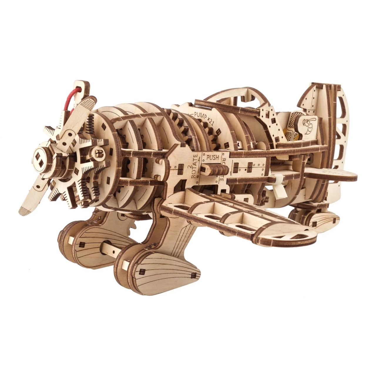 Ugears 3D dřevěné mechanické puzzle Letadlo Mad Hornet