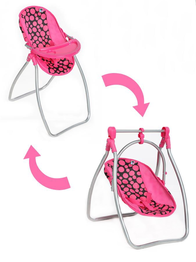 Baby Mix Play World - Jídelní židlička a houpačka 2v1 pro panenky Isabella