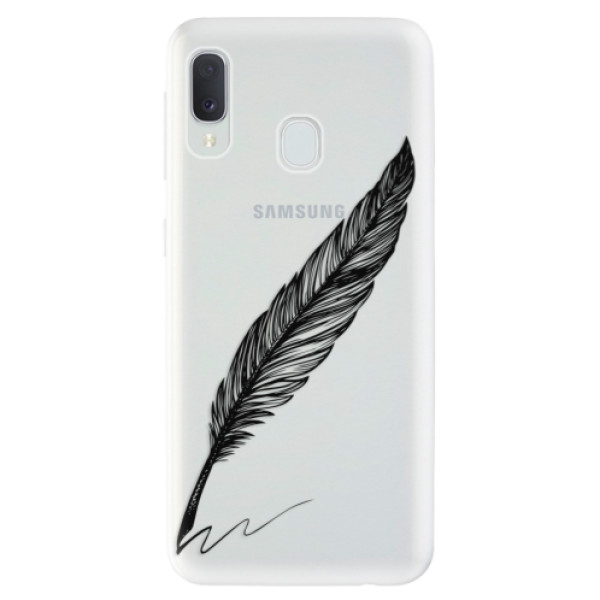 Odolné silikonové pouzdro iSaprio - Writing By Feather - black - Samsung Galaxy A20e