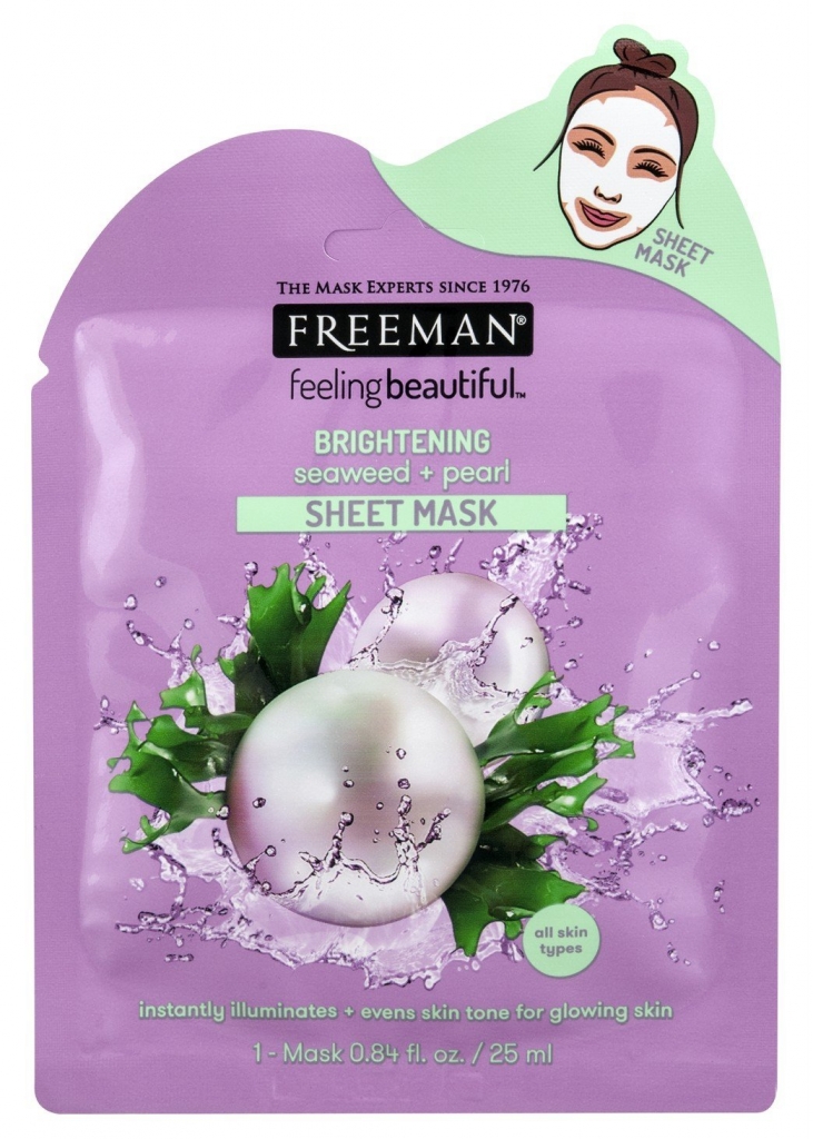 Freeman Látková rozjasňující maska s mořskou řasou a perletí 25 ml