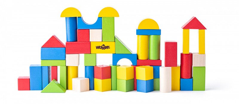Woody dřevěné hračky - Kostky barevné 50 ks - 2,5 cm
