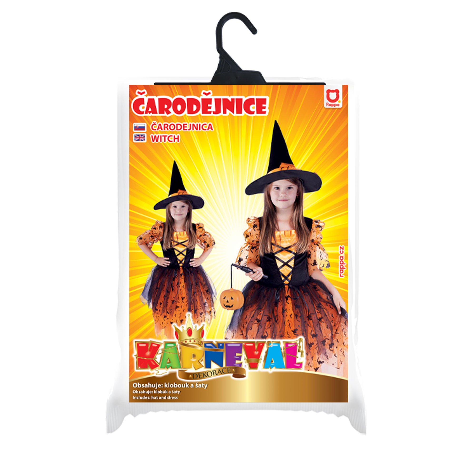 Kostým čarodějnice/Halloween oranž. klobouk (M)