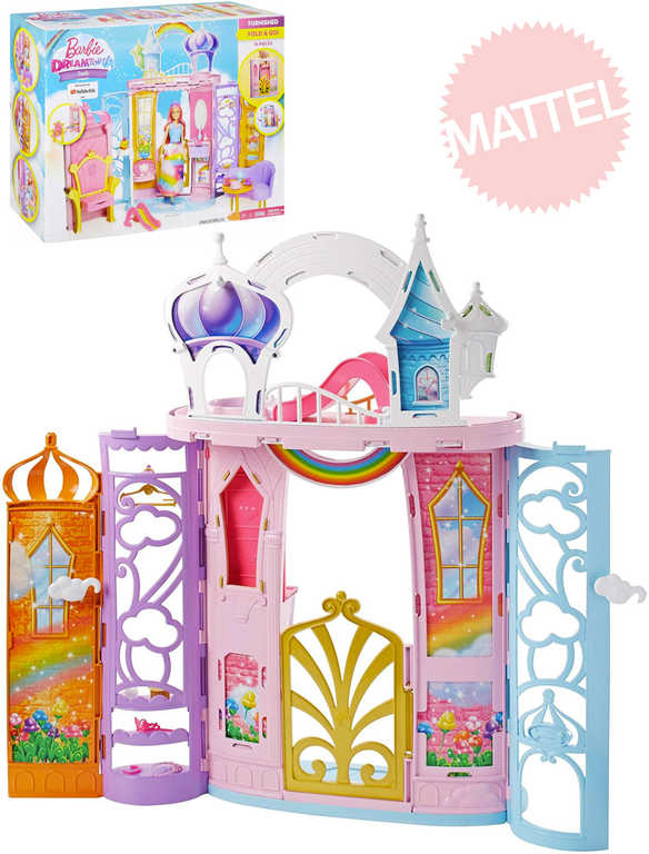 MATTEL BRB Barbie Dreamtopia zámek duhový herní set s doplňky plast