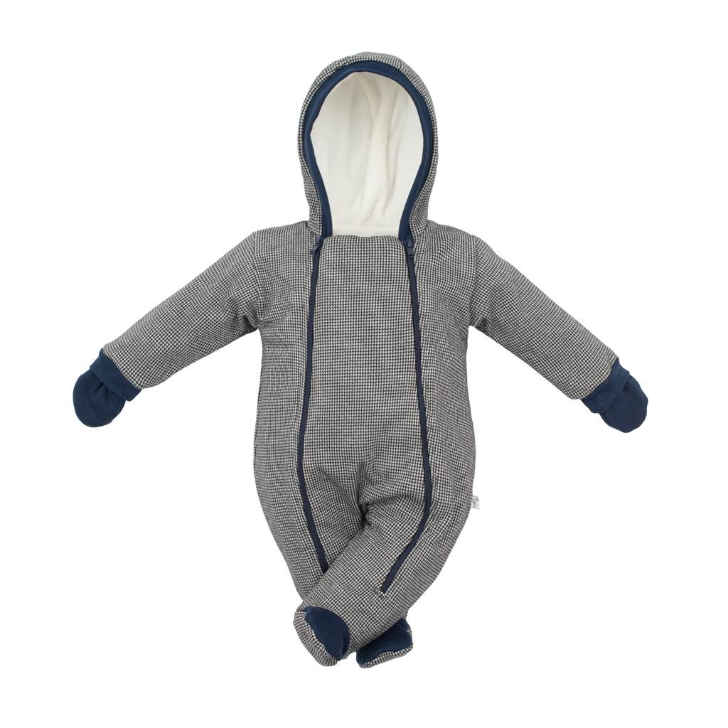 Zimní kojenecká kombinéza s kapucí a rukavicemi Baby Service Retro - šedá/56 (0-3m)