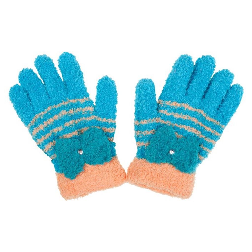 Dětské zimní froté rukavičky New Baby - Dětské zimní froté rukavičky New Baby modro-oranžové - modrá/110 (4-5r)