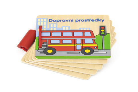 Dřevěná knížka - dopravní prostředky český jazyk