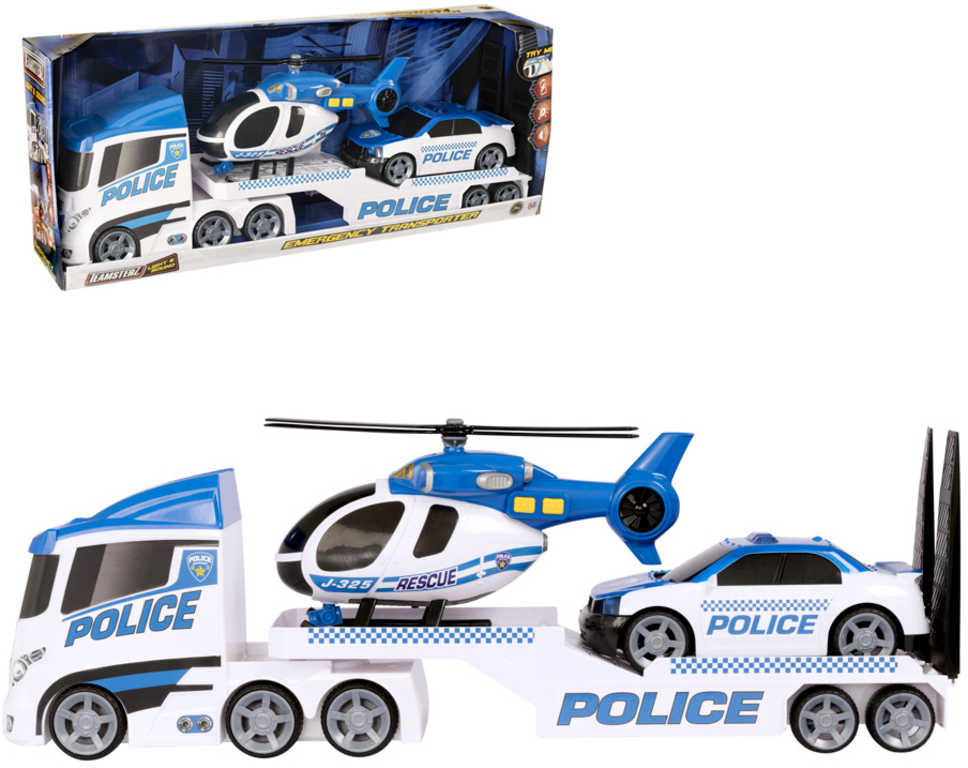 Teamsterz policejní tahač set s autem a vrtulníkem na baterie plast Světlo Zvuk