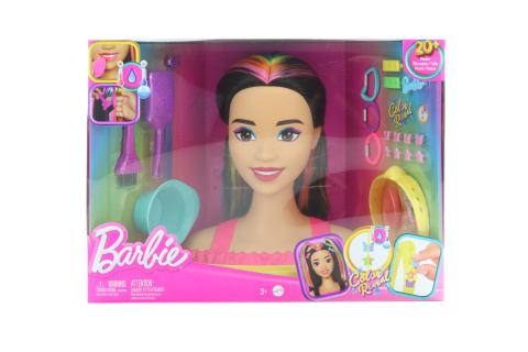 Barbie Neonově duhová česací hlava-černovláska HMD81