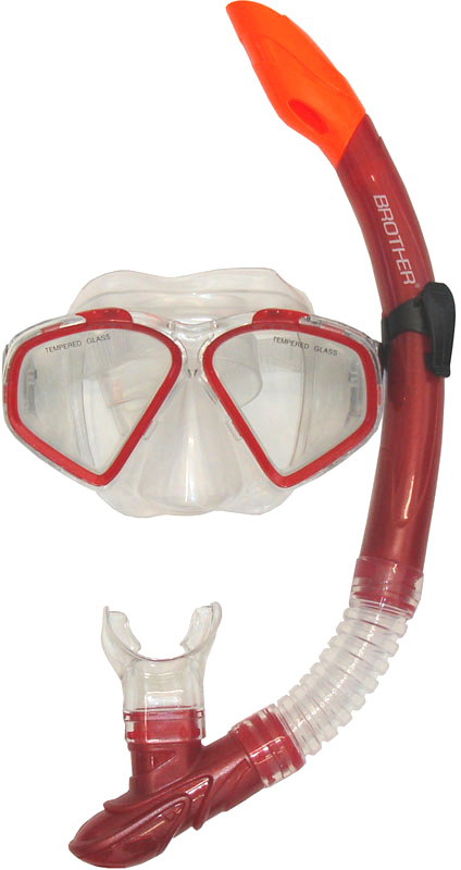 BROTHER Sada potápěčská červená šnorchl + brýle na potápění do vody