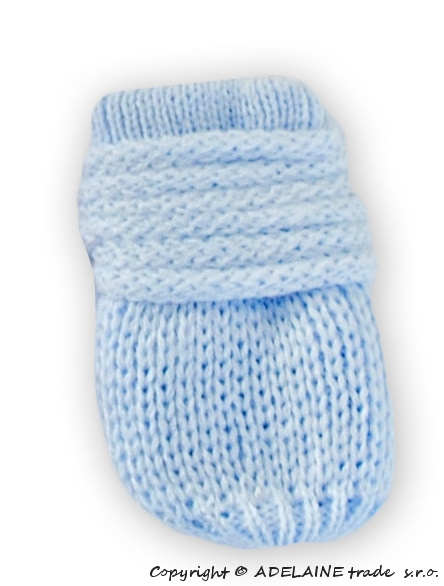 BABY NELLYS Zimní pletené kojenecké rukavičky - sv. modré - 12cm rukavičky