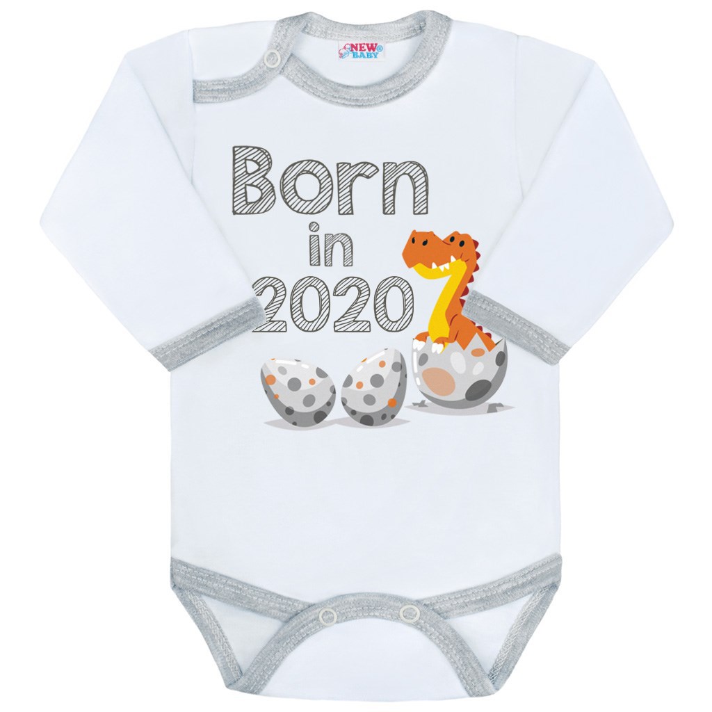 Body s potiskem New Baby Born in 2020 šedo-bílé