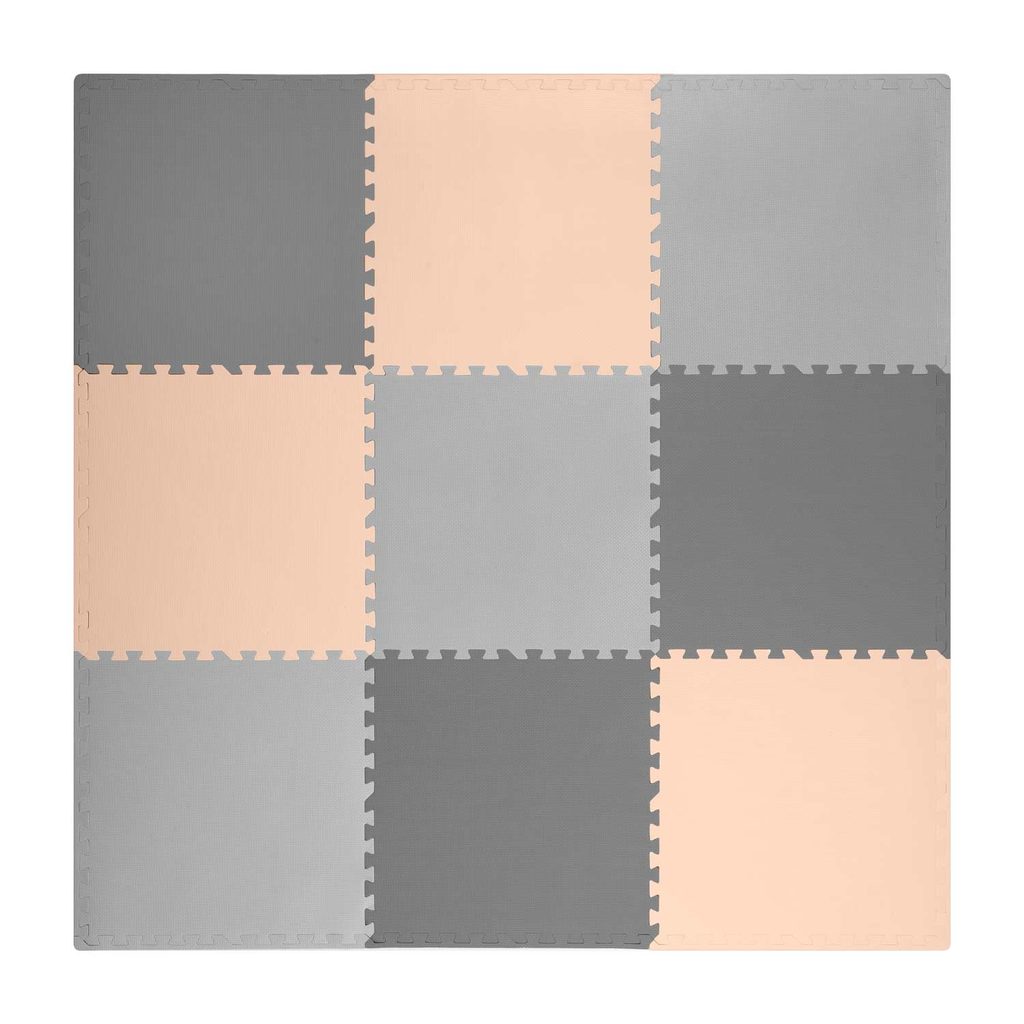 Puzzle pěnová podložka 180x180cm 9 ks šedá a broskvová