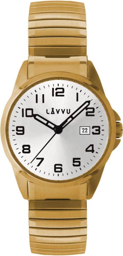 LAVVU Pánské pružné hodinky STOCKHOLM Big Gold