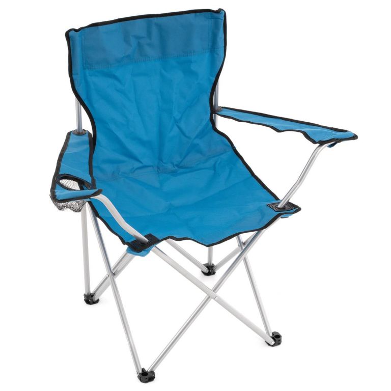 Garthen Skládací kempingová židle s držákem nápojů, modrá