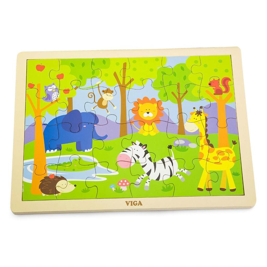 Dětské dřevěné puzzle Viga - Zoo - multicolor