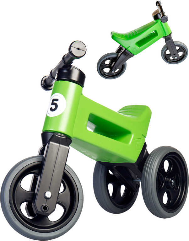 Dětské odrážedlo Funny Wheels Rider Sport 2v1 odstrkovadlo Zelené plast