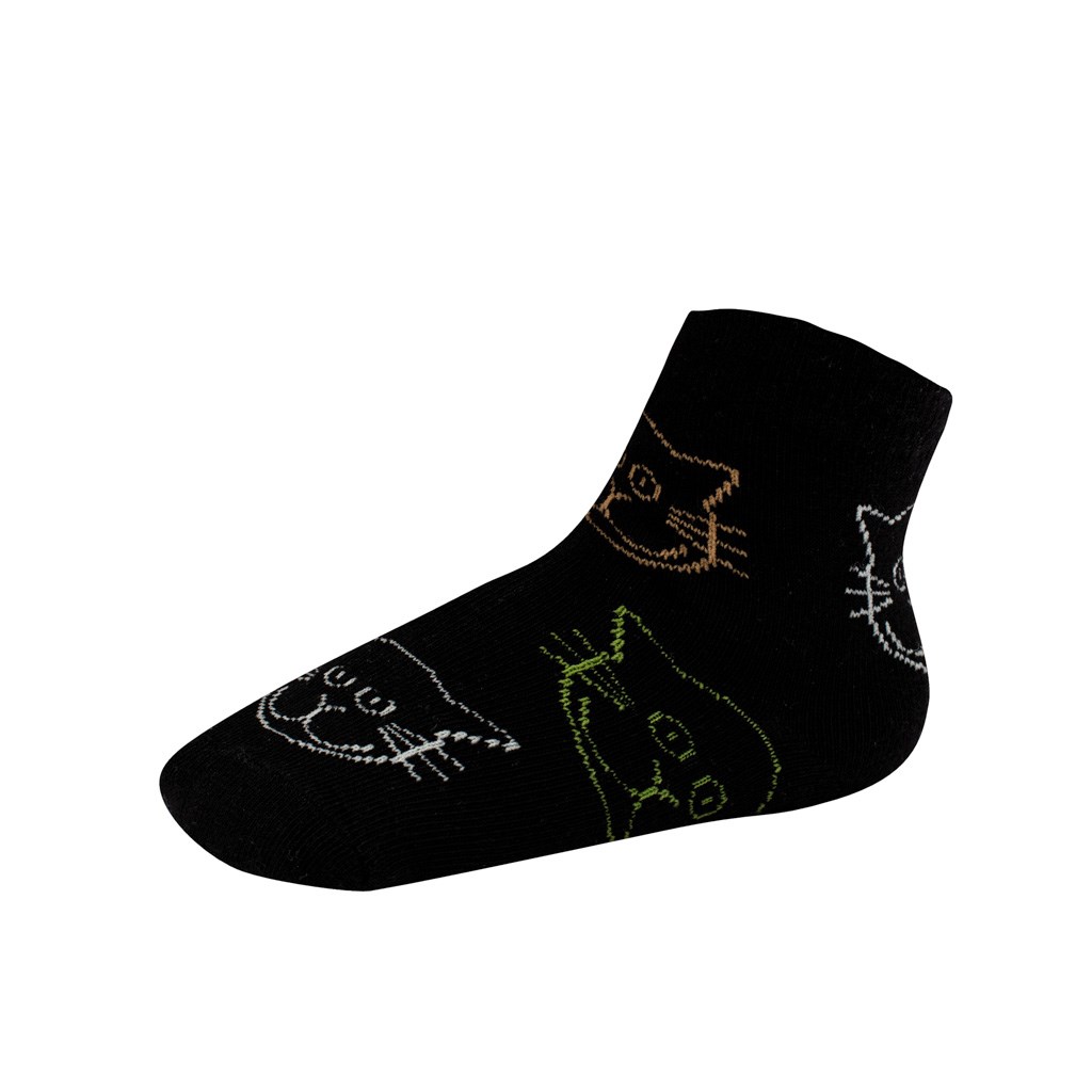 Dětské bavlněné ponožky New Baby - černé kočka - černá/98 (2-3r)