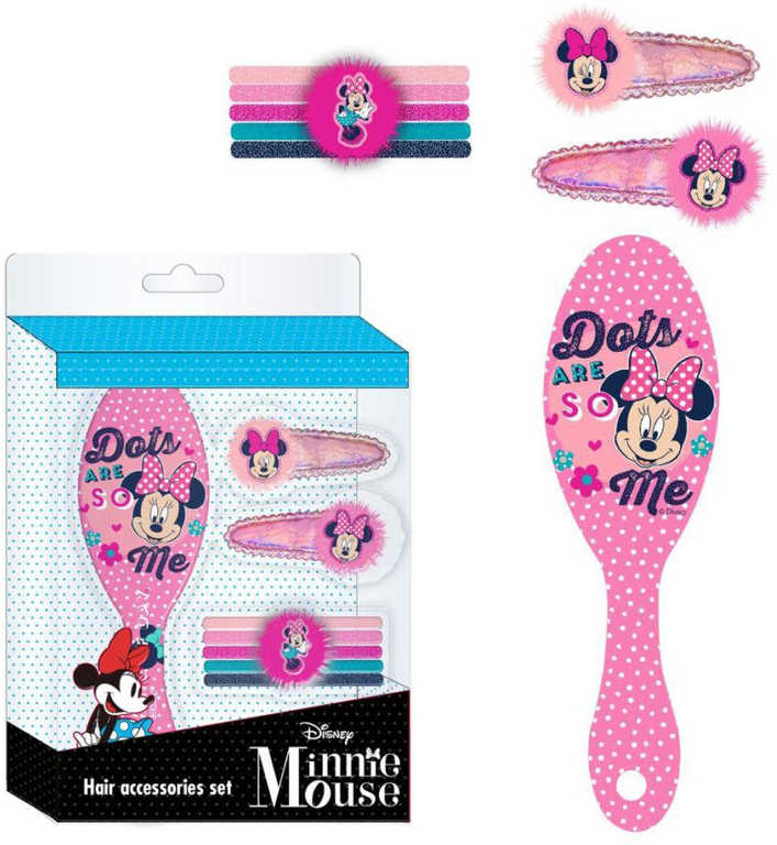 Set česací Disney Minnie Mouse hřeben se sponkami a gumičkami do vlasů