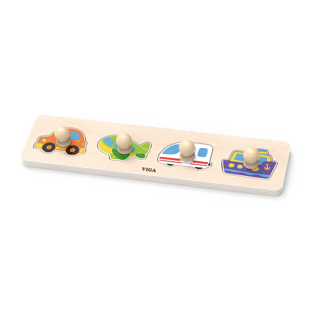  - Dřevěné puzzle s úchyty pro nejmenší Viga Transport - multicolor