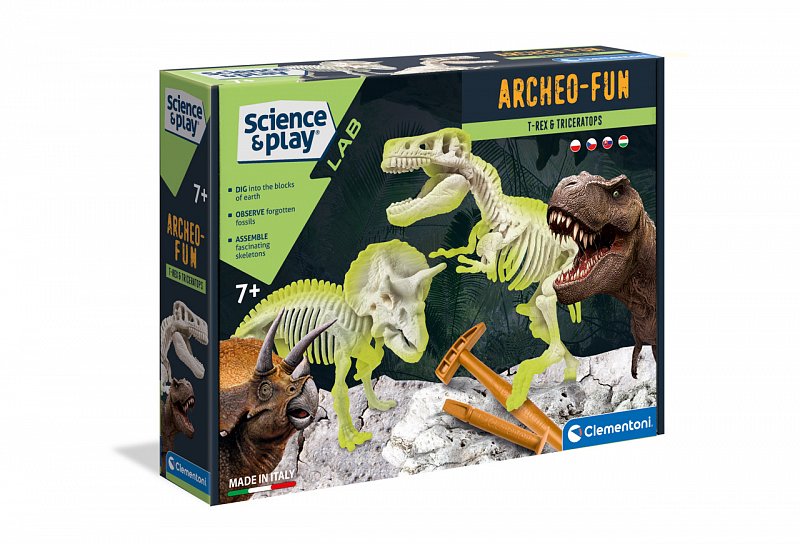 Clementoni Science and Play - Vykopávky - T-Rex + Triceraptos