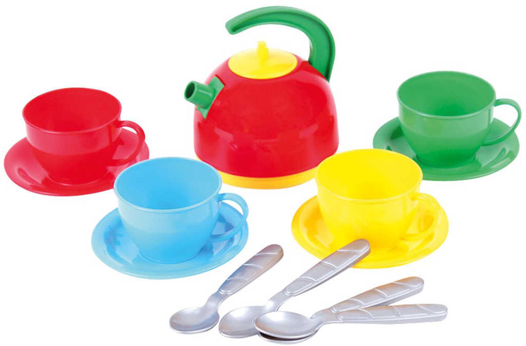 BINO Baby čajový set dětské barevné nádobí 14 dílů plast