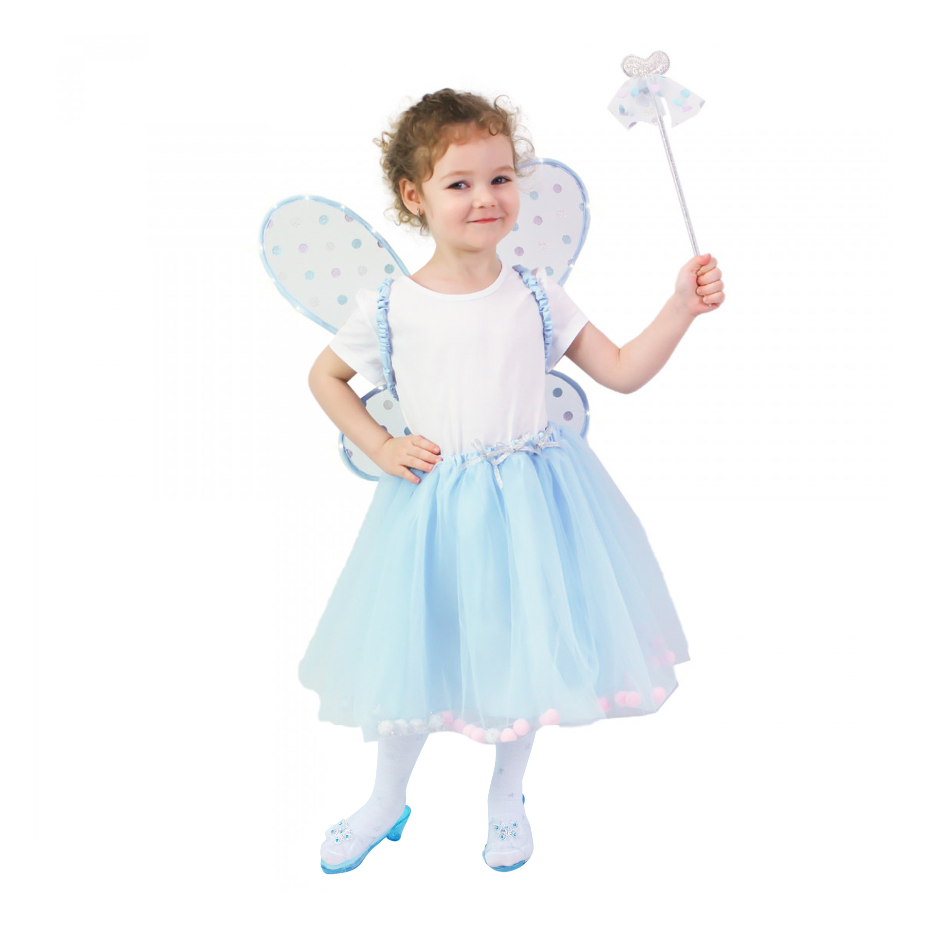 Dětský kostým tutu sukně víla Modřenka se svítícími křídly