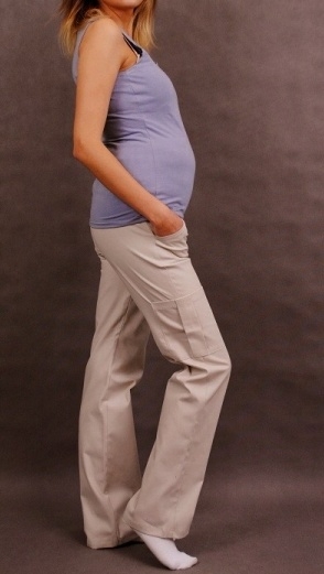 Be MaaMaa Těhotenské kalhoty s boční kapsou - tm.