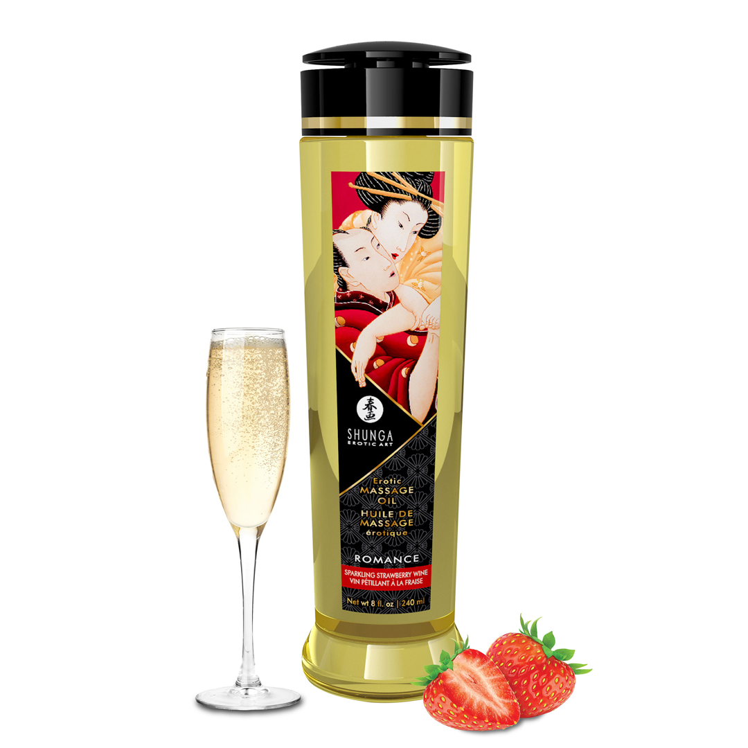 Shunga - Massage Oil Romance Strawberries & Champagne
