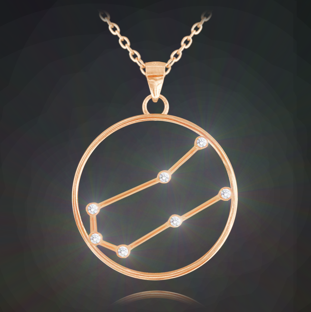 MINET Rose gold náhrdelník Stars znamení BLÍŽENCI Czech Crystal