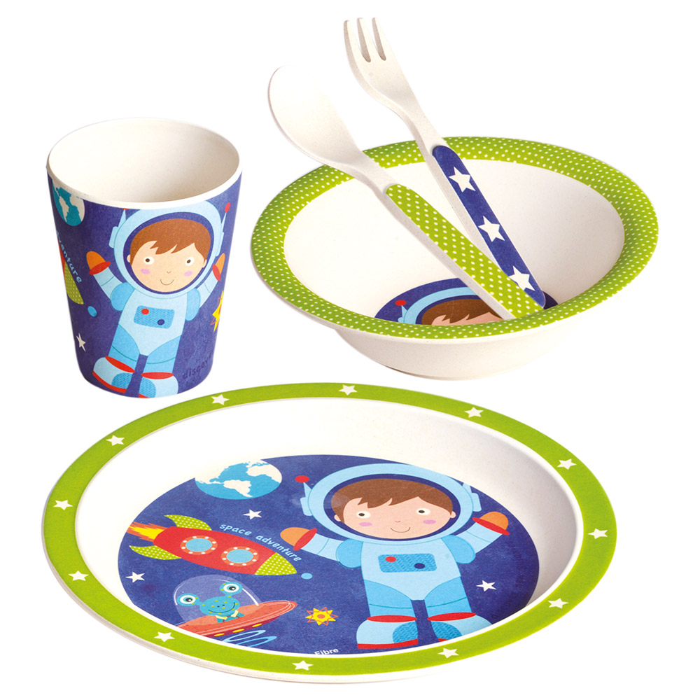 Dětské nádobí z bambusu, set, 5 dílů, Astronaut