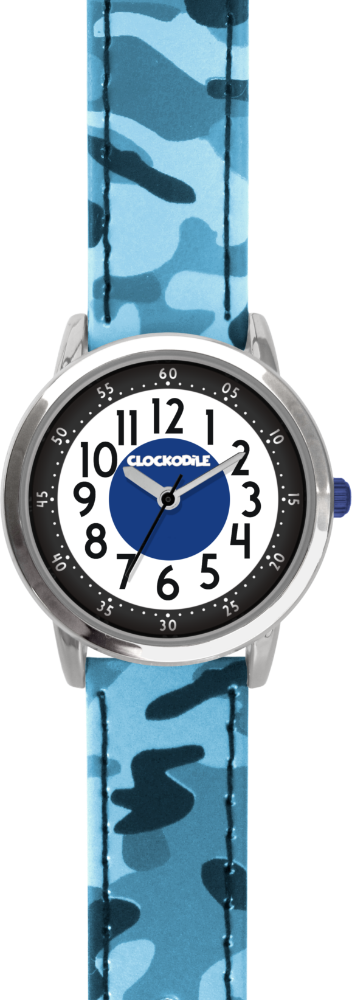 CLOCKODILE Svítící modré chlapecké dětské hodinky ARMY s maskáčovým vzorem