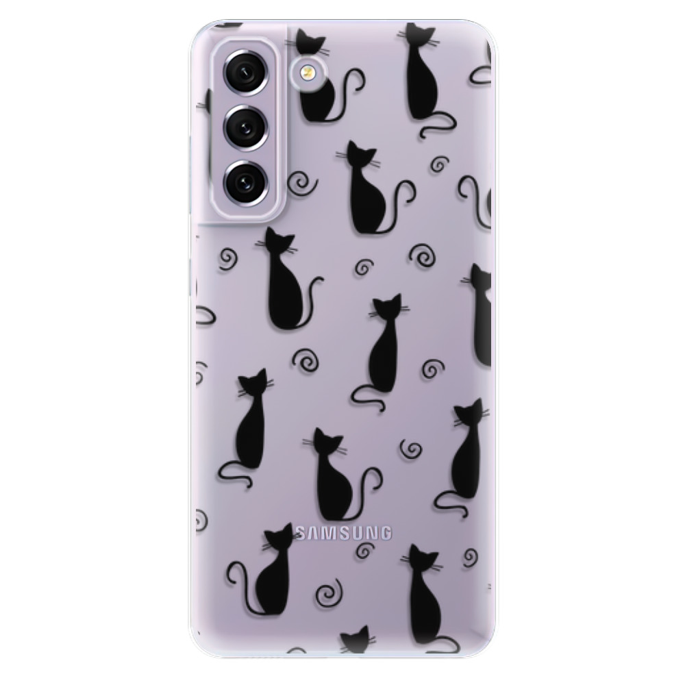 Odolné silikonové pouzdro iSaprio - Cat pattern 05 - black - Samsung Galaxy S21 FE 5G
