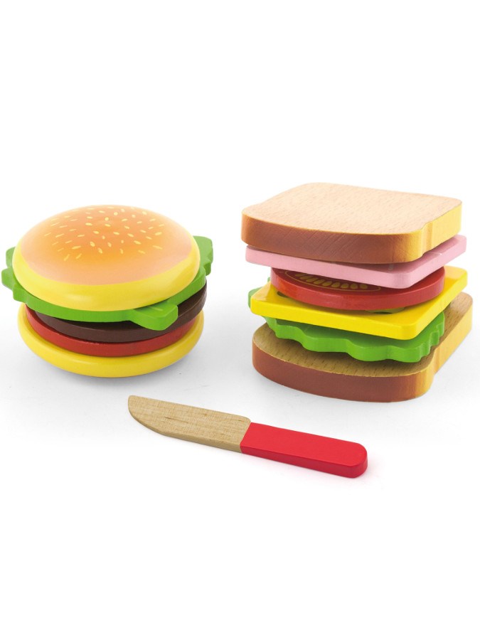 Dětská dřevěná hračka Viga Hamburger a Sendvič - multicolor