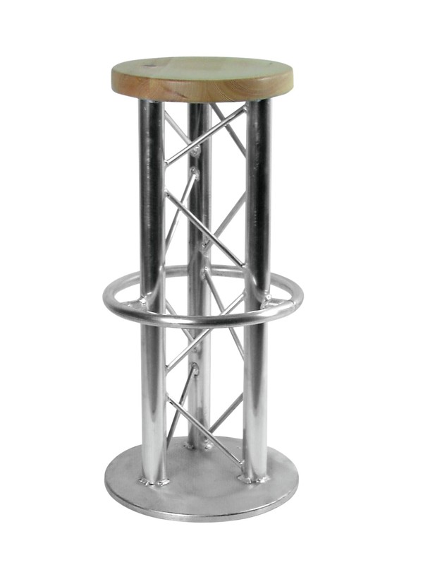 Stolička barová s kruhovou podstavou, stříbrná